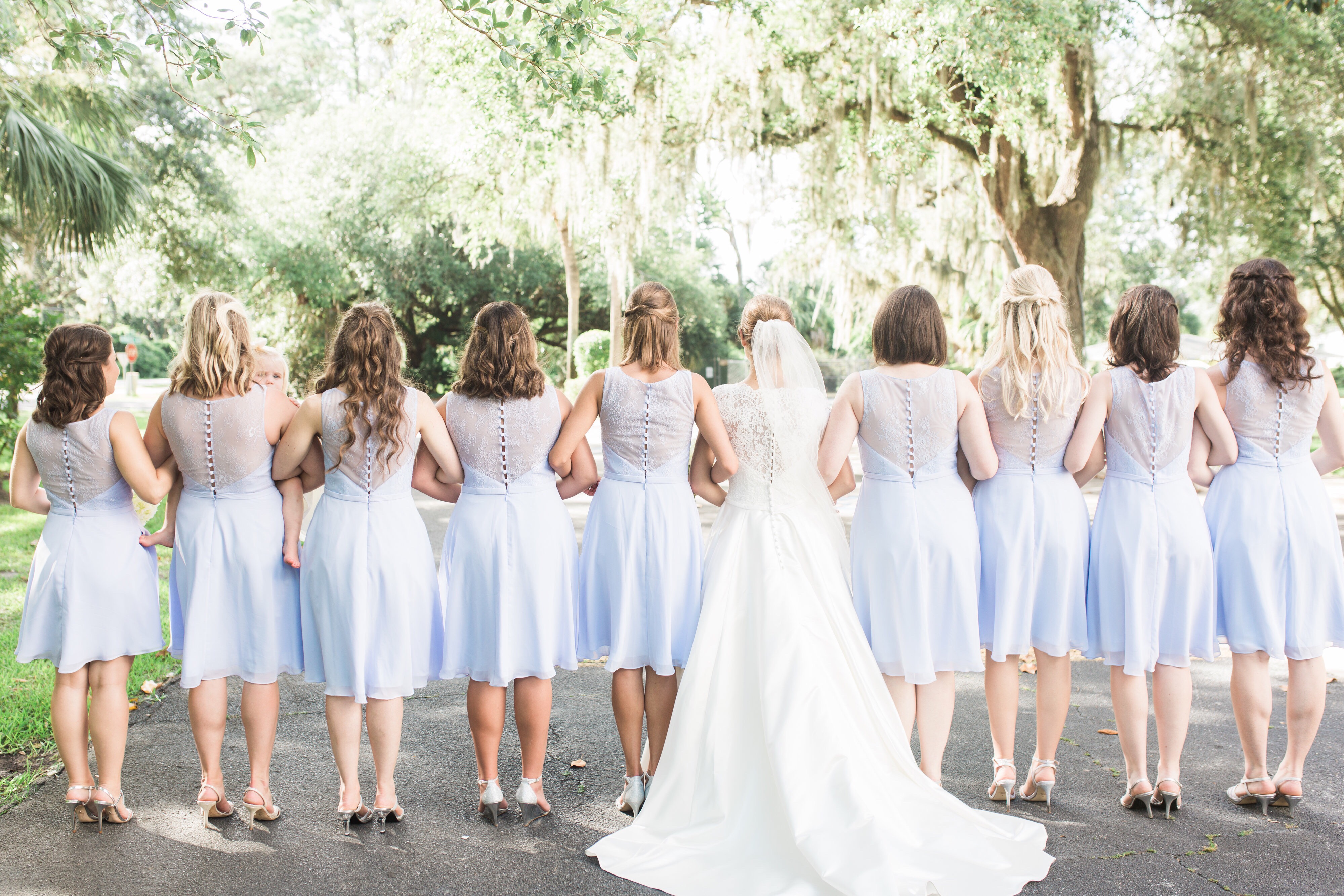 summer light blue short bridesmaid dresses